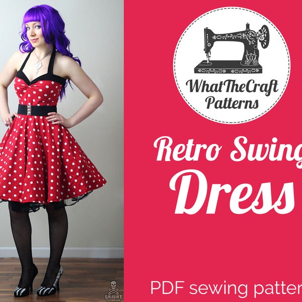 Rockabilly Retro Swing-Kleid - Druckbares PDF-Muster