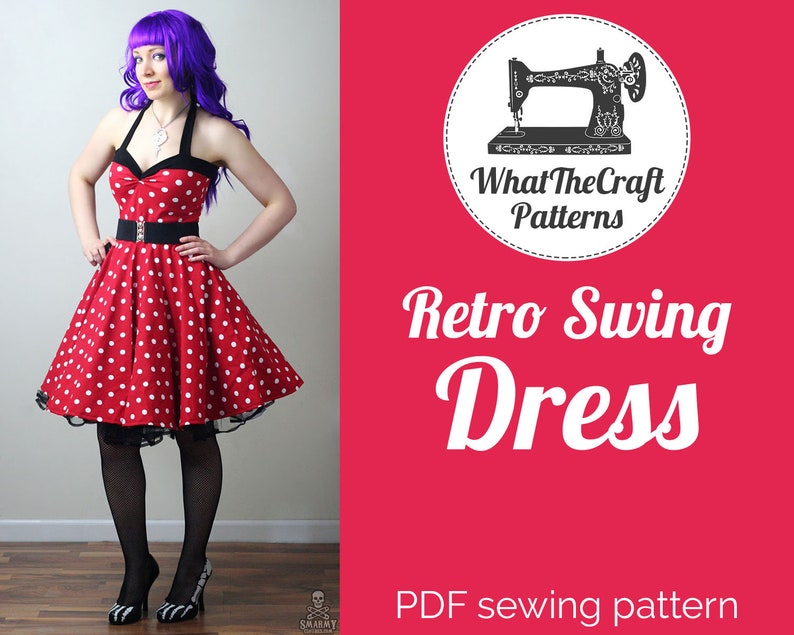 Rockabilly Retro Swing Dress Printable PDF Pattern image 1