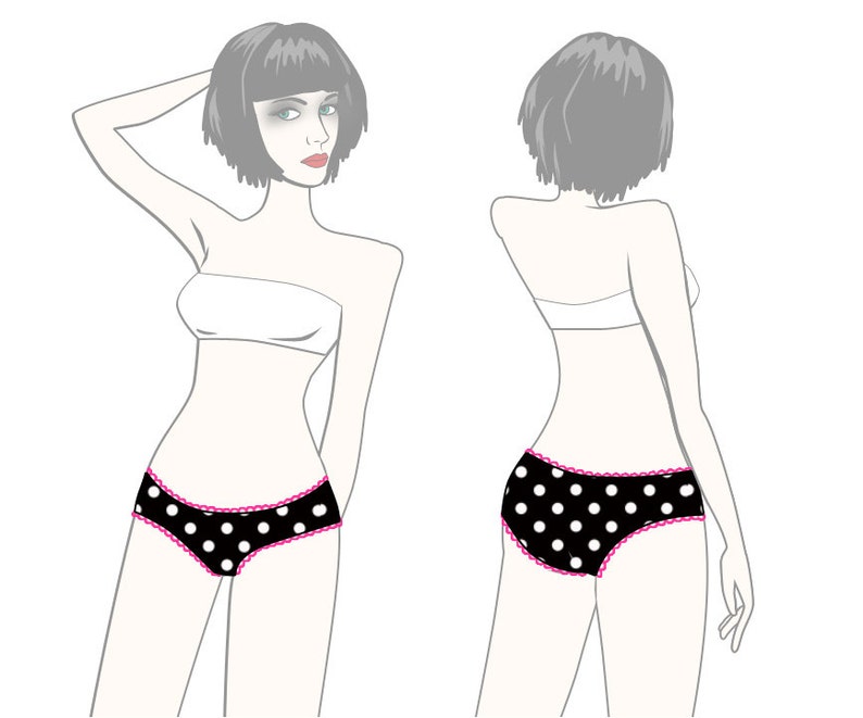 Cheeky Bikini panties or swim suit bottoms WhatTheCraft Printable PDF Pattern XS thru XL image 3