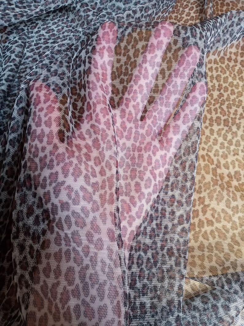 sheer leopard print stretch knit mesh fabric image 3