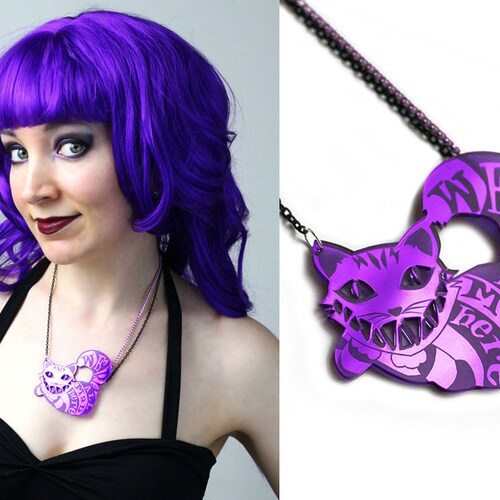 Cheshire Cat Necklace Alice in Wonderland Etsy