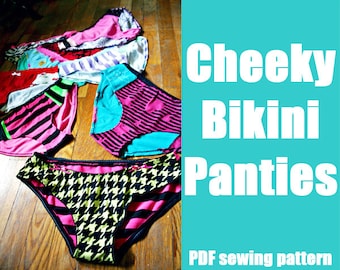 Patrón de ropa interior atrevida, bragas o braguitas de bikini, proyecto de costura de ropa interior para principiantes, PDF imprimible, lencería burlesca hecha a mano.