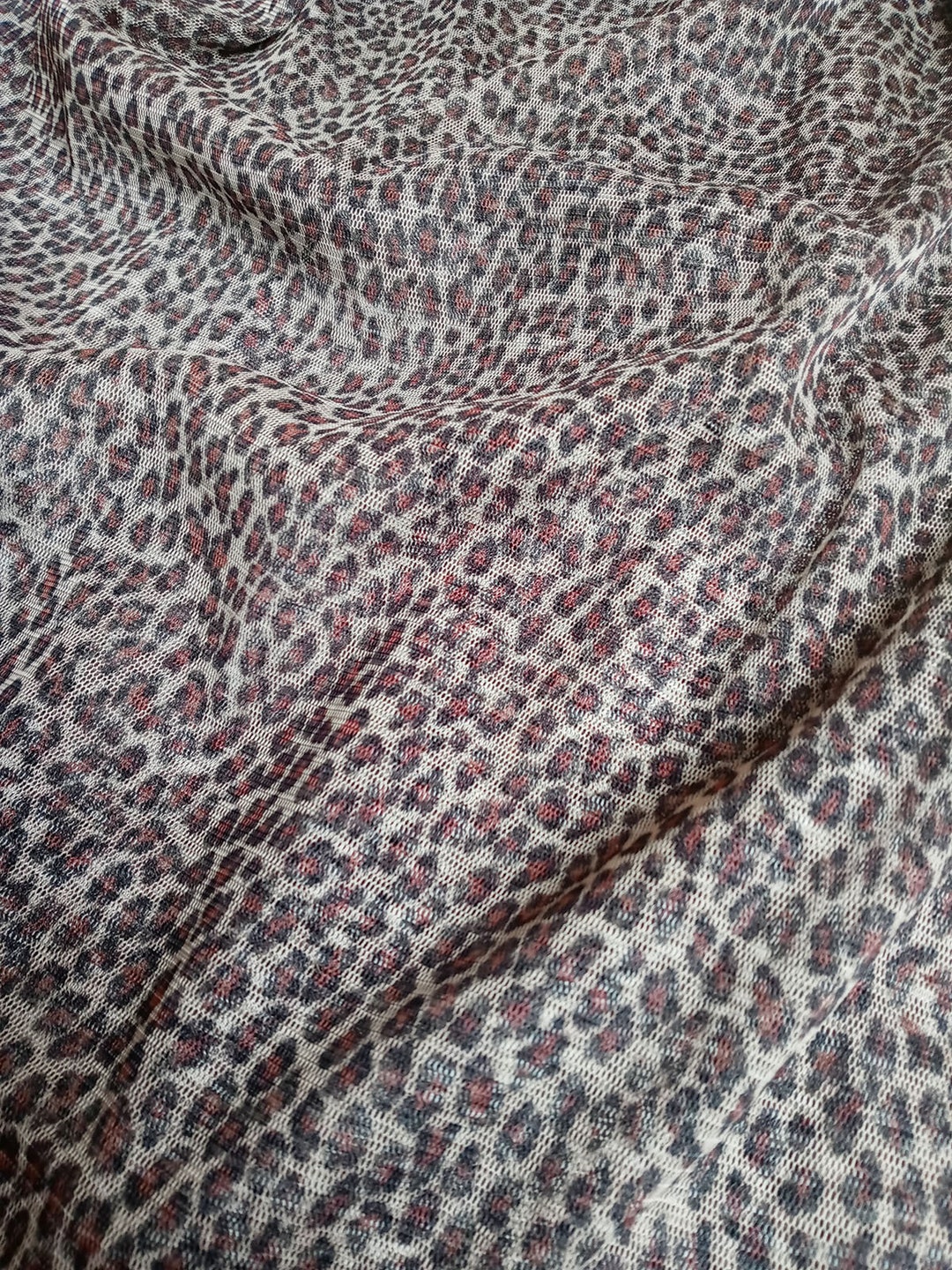 Sheer Leopard Print Stretch Knit Mesh Fabric Etsy