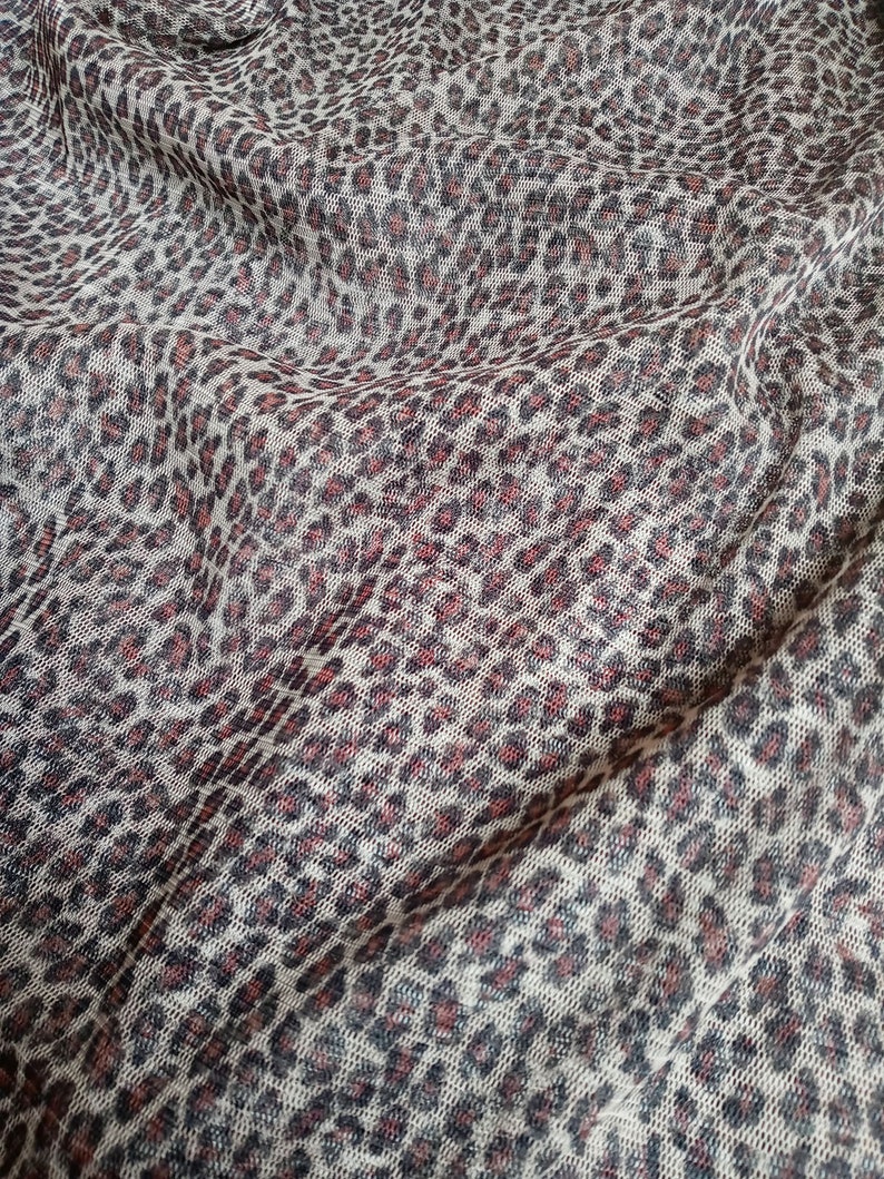 sheer leopard print stretch knit mesh fabric image 1