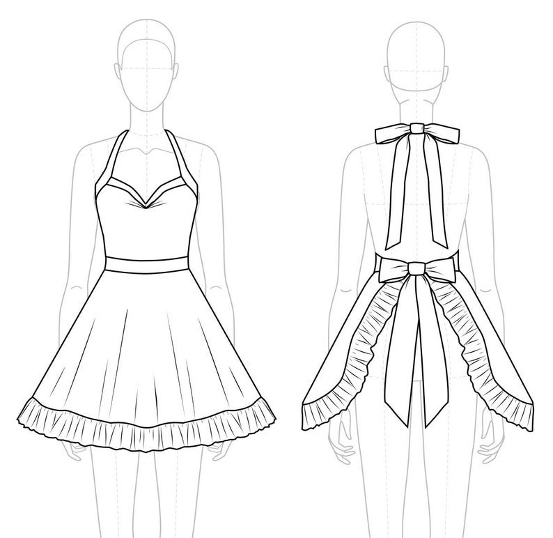 Vintage Style Retro Apron Printable PDF Pattern image 3