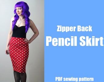 Zipper Back Pencil Skirt - Printable PDF Pattern