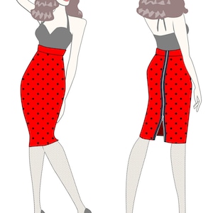 Zipper Back Pencil Skirt Printable PDF Pattern 画像 4