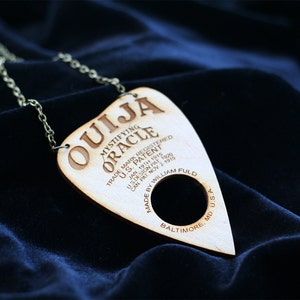 gothic Ouija planchette necklace made of real wood image 2