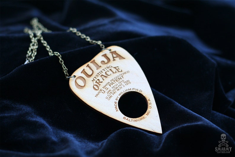 gothic Ouija planchette necklace made of real wood image 2