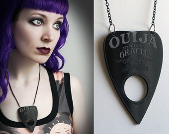 gothic Ouija planchette necklace in black acrylic