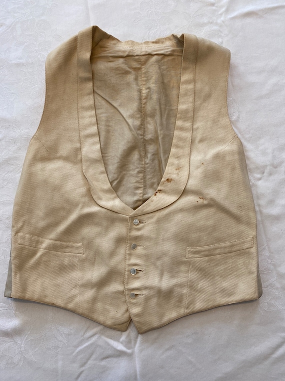 Cream colored Mens waistcoat, antique - image 1