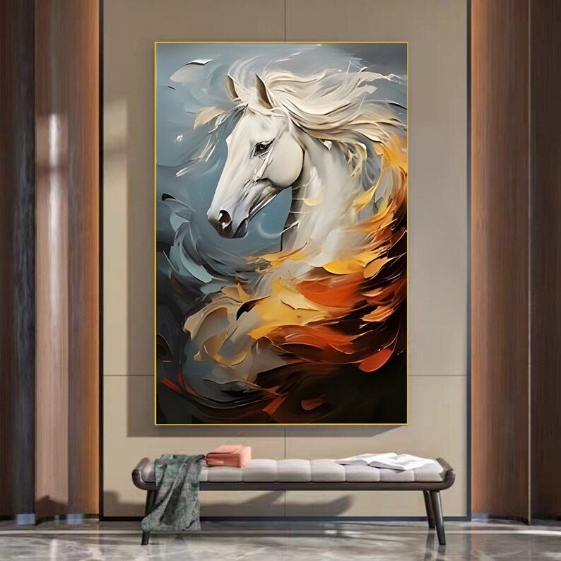 Original Horse Oil Painting on Canvas Large Abstract Colorful Animal ...