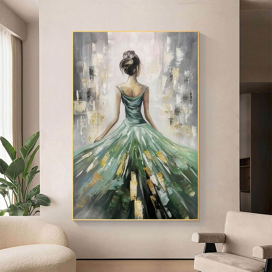 Abstract Beautiful Girl Oil Painting on Canvas, Large Wall Art Original ...