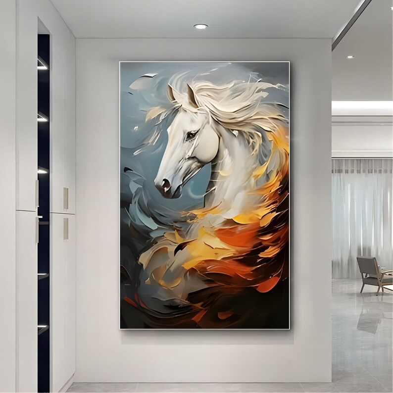 Original Horse Oil Painting on Canvas Large Abstract Colorful Animal ...