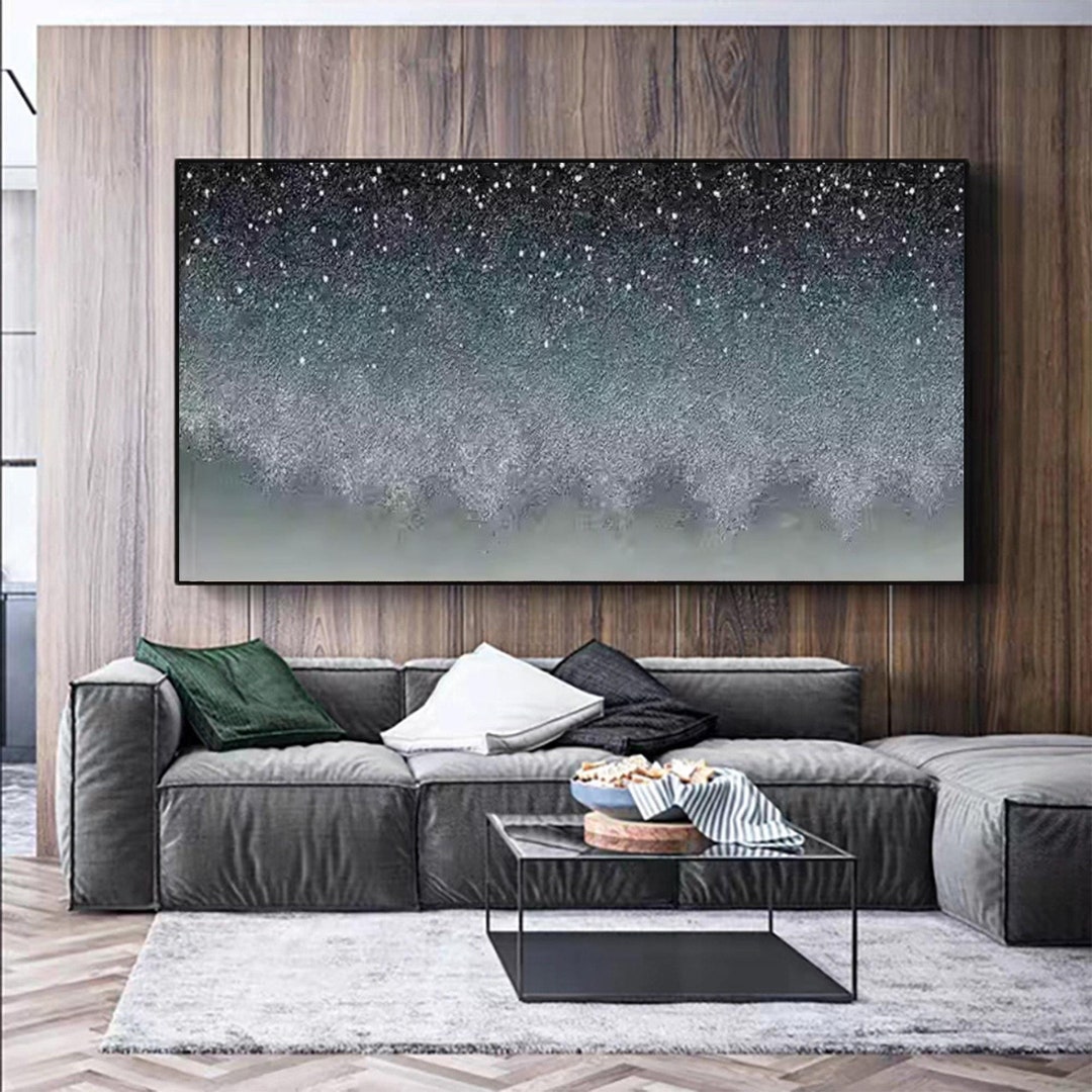 Abstract Starry Sky Oil Painting on Canvas, Large Wall Art, Original ...
