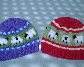 Sheep in the Meadow Child's Knit Hat Pattern