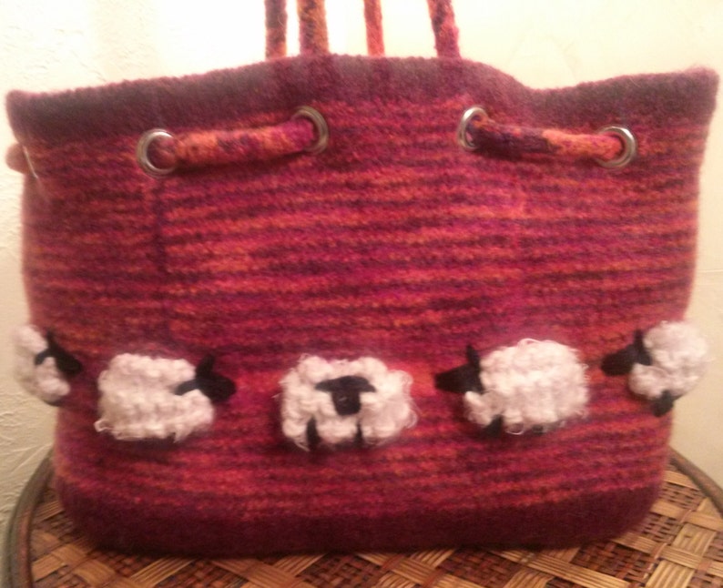 Sheep in the Meadow Felted Satchel image 2