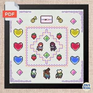 Celeste Characters Cross Stitch Pattern - Modern Colourful Cross Stitch - Digital PDF Instant Download