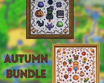 Stardew Valley - Höstpaket - Modernt videospelsmönster med korsstygn - Digital PDF direktnedladdning