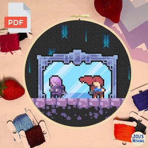 Celeste - Madeline and Badeline Cross Stitch Pattern- Modern Colourful Cross Stitch - Digital PDF Instant Download