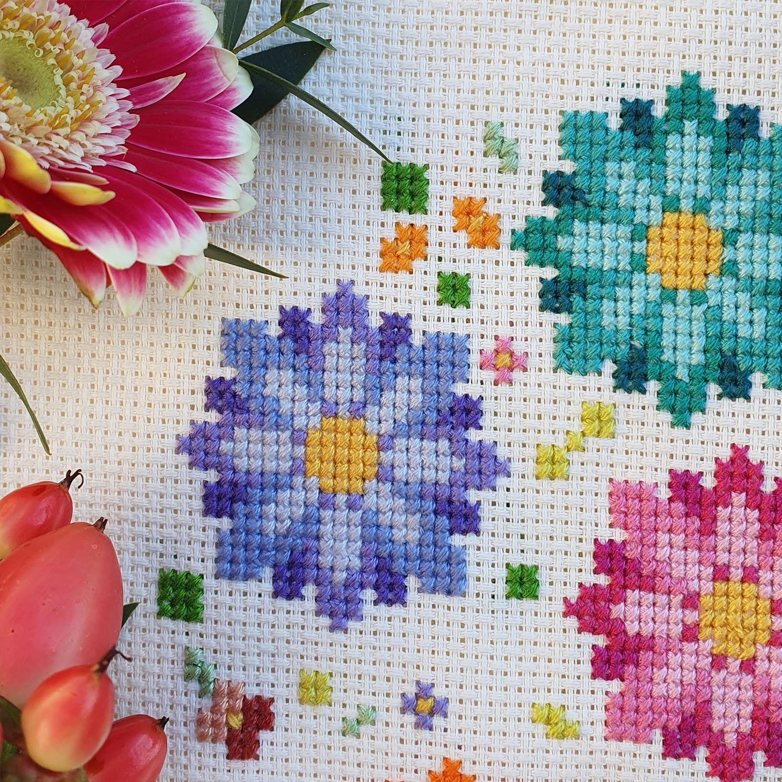 Spring Flowers Cross Stitch Pattern - Modern Beginner Design (PDF ...
