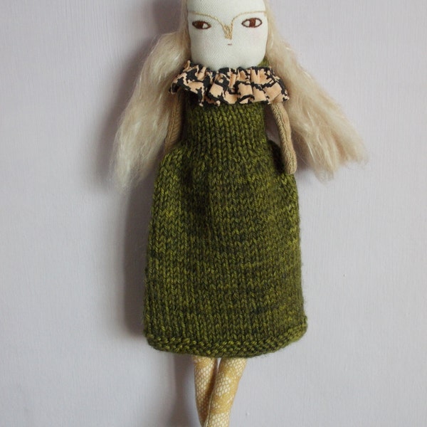 SPRING SALE - Alice - A knitted cloth doll - Art doll - ooak