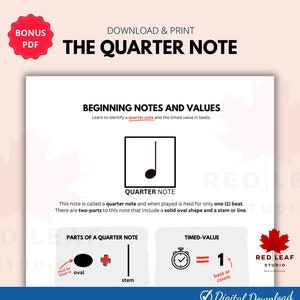 Quarter Note Music Theory Teaching Download | Piano Lesson | Public And Charter School Music Class | Private Music Studio | PDF | US Letter