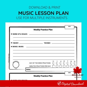 Piano Lesson Plan and Log | Music Teacher Planner | Lesson Book | Instant Download | PDF, Letter Size, A4