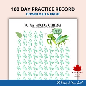 Praying Mantis 100-Day Practice Chart: Habit Tracker (Printable PDF)