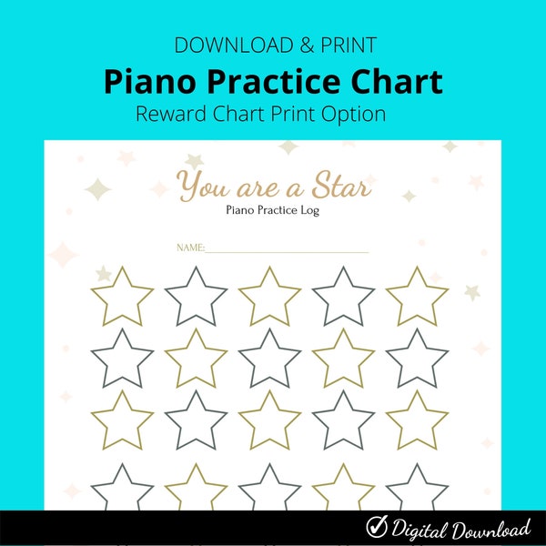 Piano Practice Record | Reward System | Digital Download | US Letter