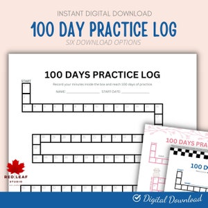 100 Day Practice Log | Piano Tracker | Vintage Gaming | Music Lesson | US Letter | PDF