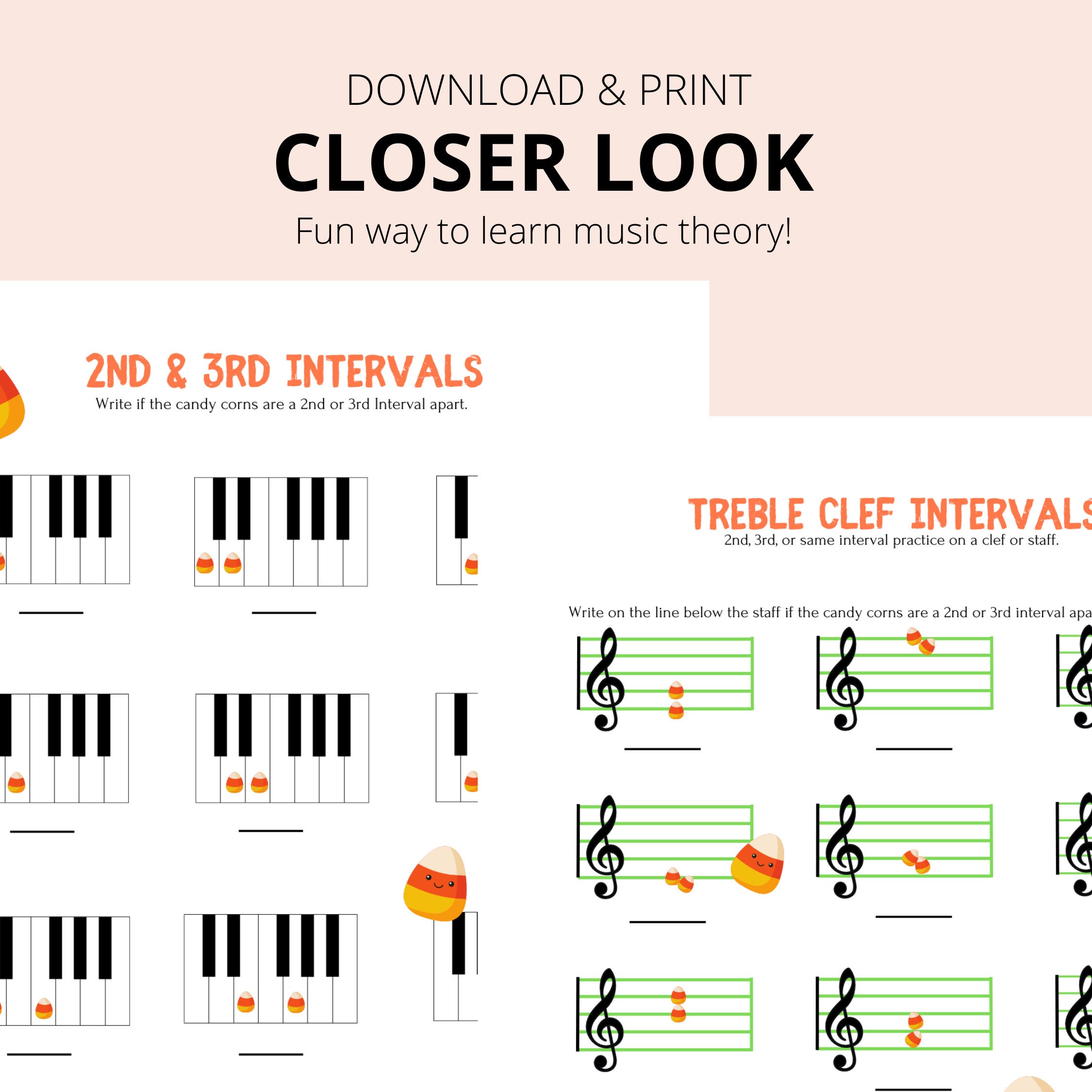 Interval Practice Beginner Music Theory | Interval Practice| Fall Theme | US Letter - Etsy