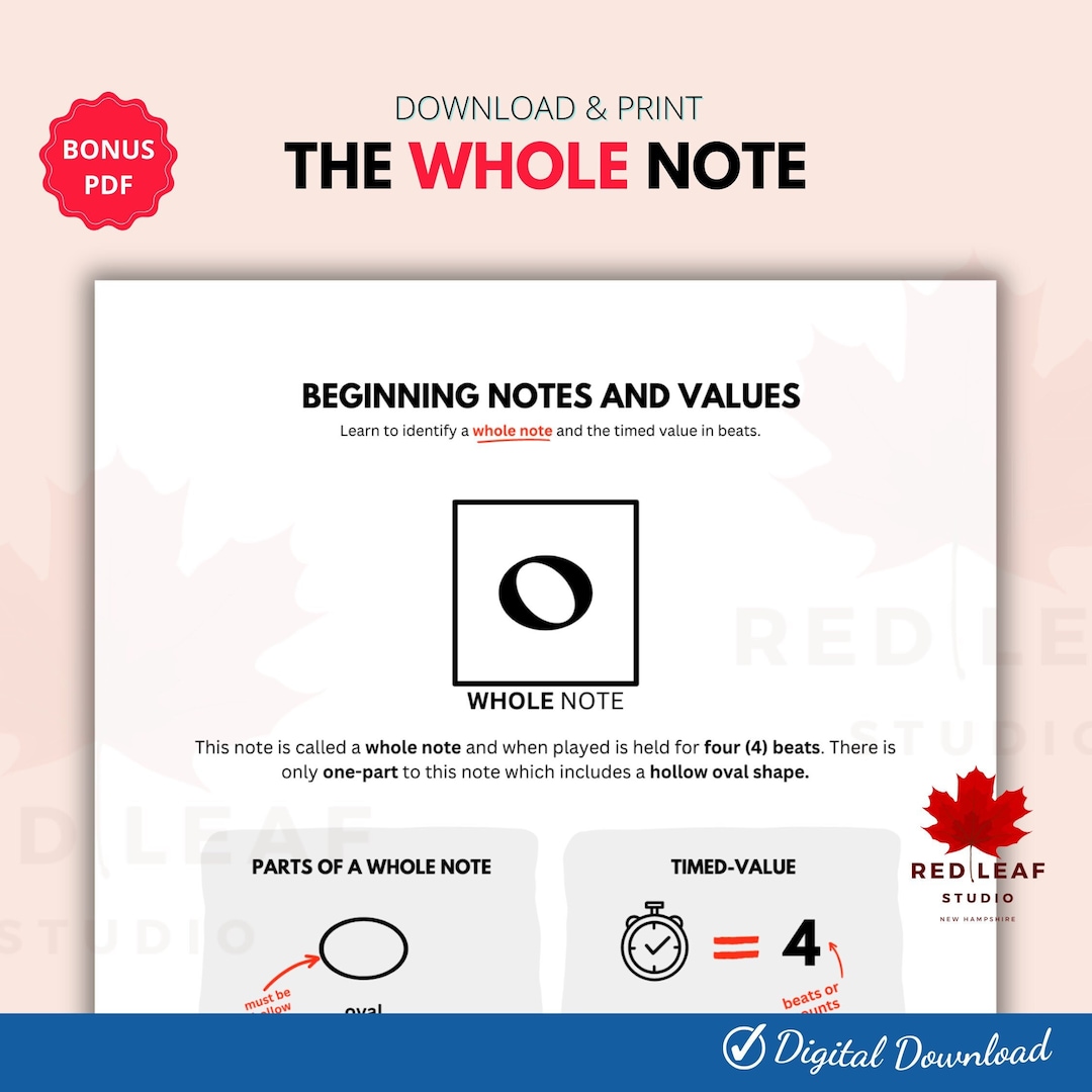 Wholenote Worksheet.pdf Music Theory| Whole Note About Page | Piano Lesson | Private Music ...