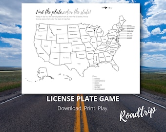 Juego de matrículas para viajes por carretera: Actividad sobre estados de EE. UU. (PDF imprimible)