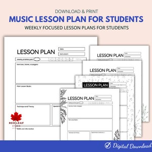 Piano Lesson Plan | Music Teacher Plan | Student Lesson Record | PDF | US Letter | Plus A4 Sizing