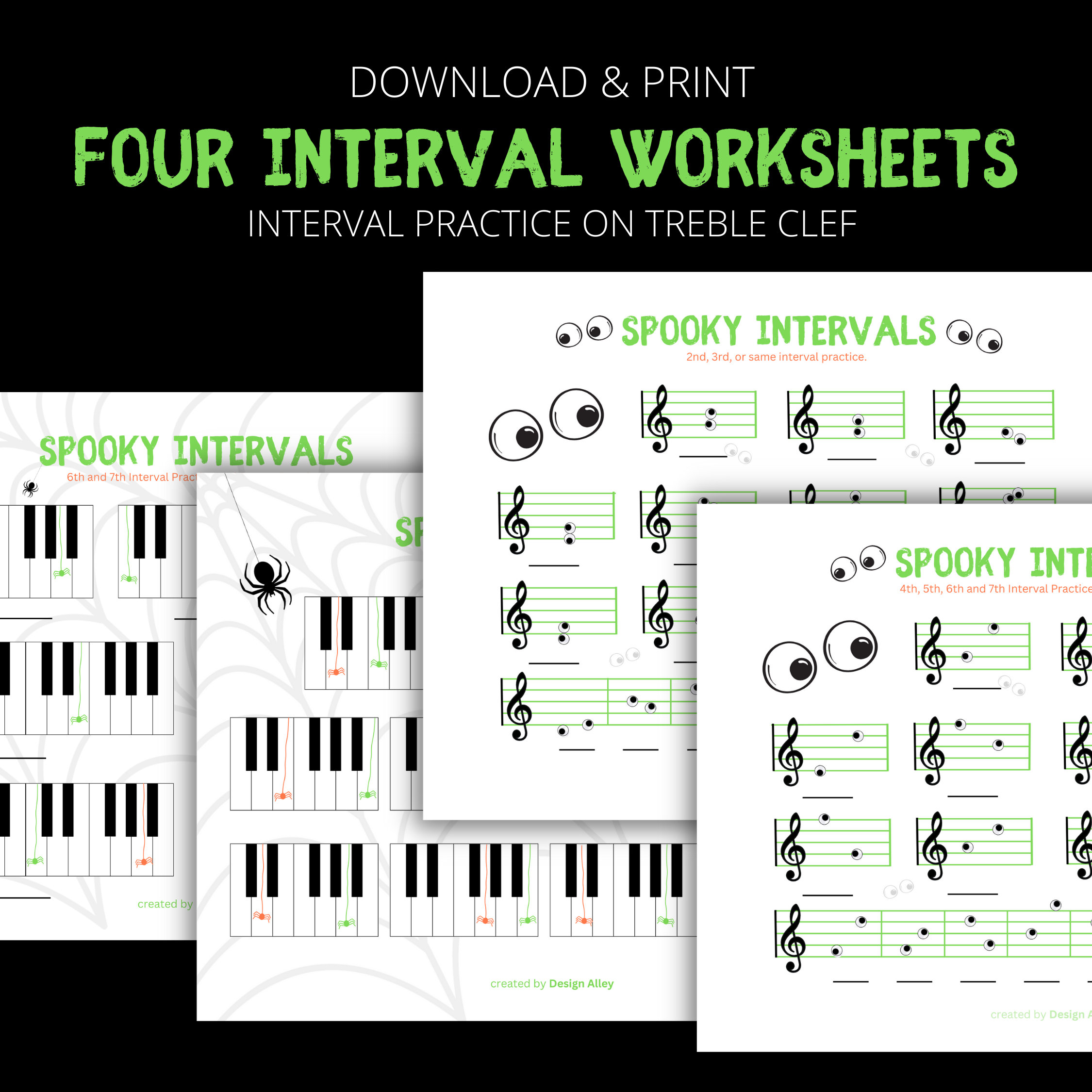 Interval Practice Spooky Interval Practice Halloween Interval Practice Piano Intervals ...