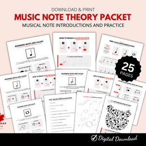 Music Note Theory Packet: Worksheets, Games, Memorization (PDF)