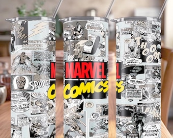 Tumbler Wrap - MARVEL COMICS - High Quality, 20 oz, Digital Download