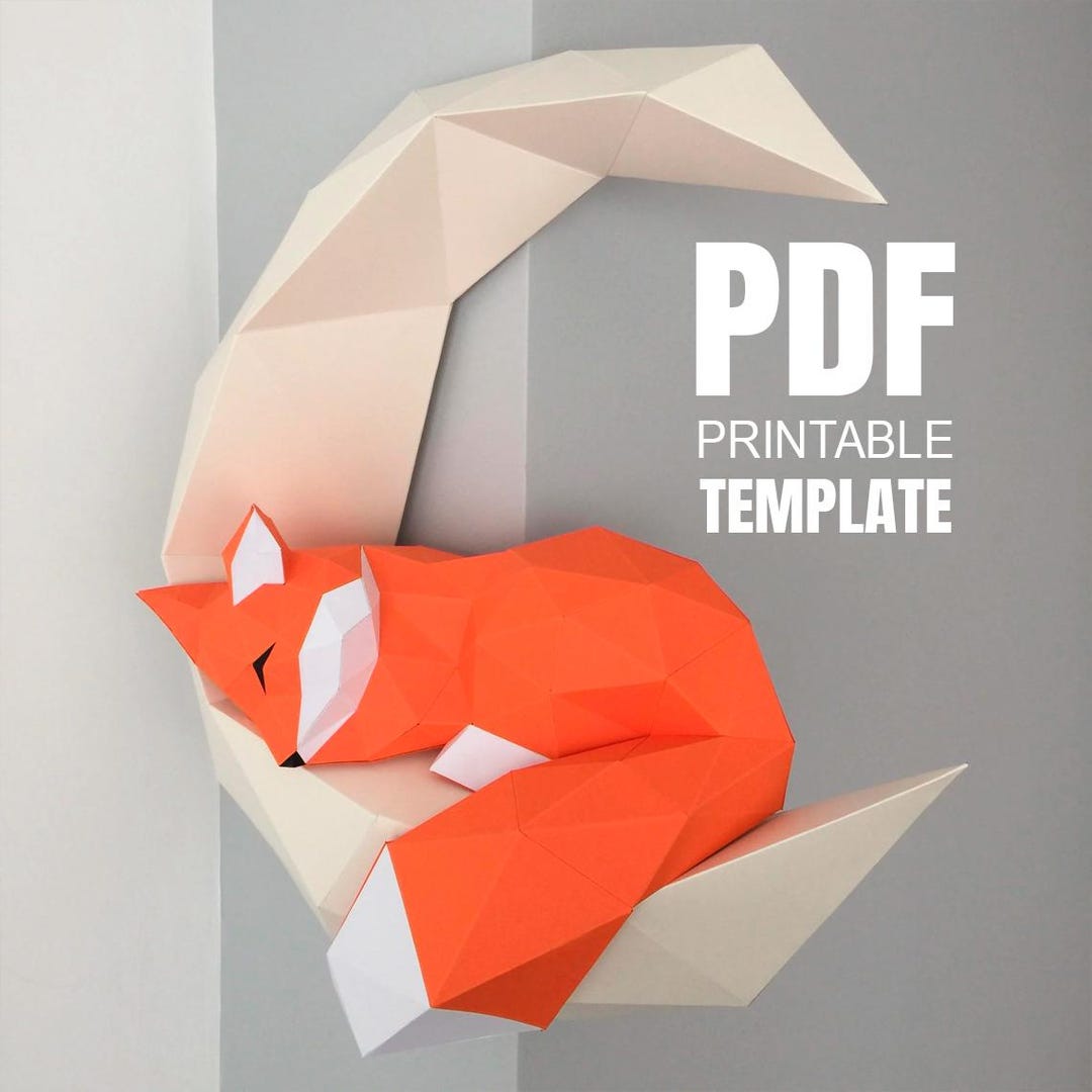 3D Paper Crafts – Fox on the Moon – /papercraft/3d Papercraft