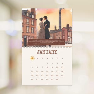 Calendario da parete ROMANTIC CLASSICS 2025 / Stampe acquarellate di letteratura 2025 Planner / Arredamento letterario vittoriano per la casa Regalo / Regalo per gli amanti dei libri