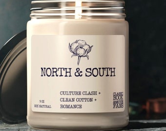 NORTH AND SOUTH Candle | Book Fan Candle | Book inspired Candle | Elizabeth Gaskell Book Candle | North and South Book Gift | Cotton Flower