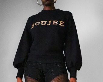 Boujee Rhinestone Pullover Jumper Cotton Sweatshirt