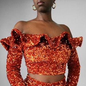 Sequin Shoulder Top Etsy