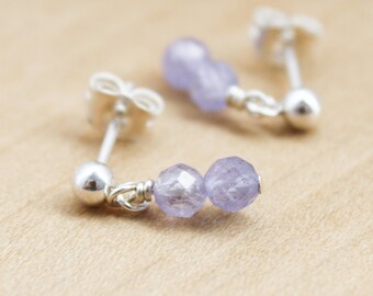 Tanzanite Studs in Sterling Silver for Intuition and Strength