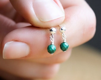 Malachite Stud Earrings for Negative Energy Protection and Transformation