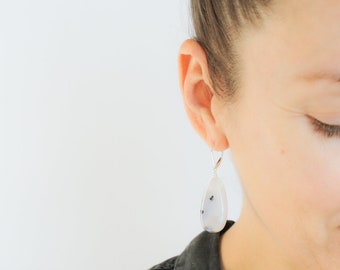 Natural Agate Lever Back Earrings for Stability and Balance