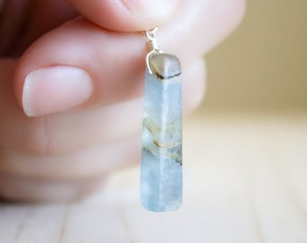 Blue Calcite Necklace . Anxiety Necklace . Calming Crystal Necklace for Healing