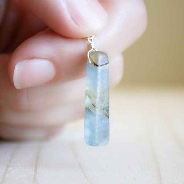 Blue Calcite Necklace . Anxiety Necklace . Calming Crystal Necklace for Healing