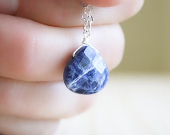 Sodalite Teardrop Necklace for Intuition and Creativity