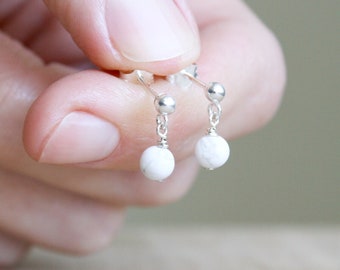 Howlite Studs in Sterling Silver for Anxiety Relief